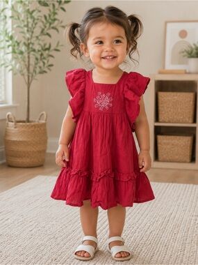 Well Dressed Wolf Red Ruffle Flutter Dress 12 months